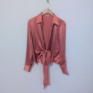 Anna Molinari Pink Silk Tie Top